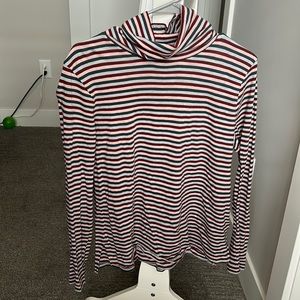 Madewell Whisper Cotton Turtleneck. Multi-colored Stripes. Size Large.